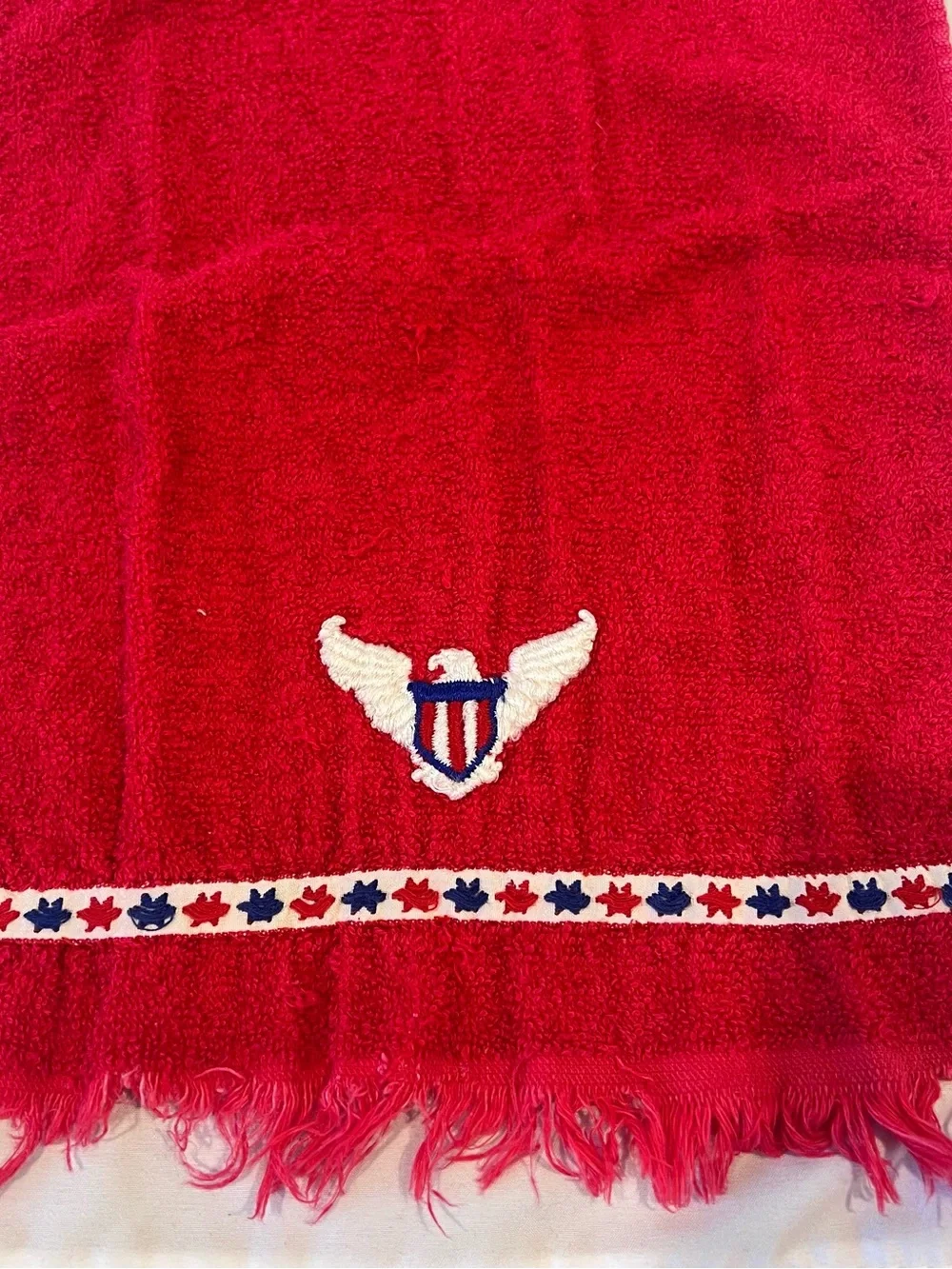 Vintage Cannon USA Patriotic Eagle Embroidered Hand Towel Americana